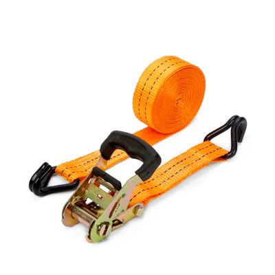 China 1.5inch 38MM Double 2T/3T Manual Racing Rubber J-Hook Ratchet Tie Down Cargo Lashing Strap for sale