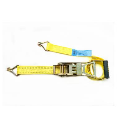 China Polyester 2inch 50MM 5T 5000KG Ergo Ratchet Link Ergonomic Cargo Down Lashing Strap With Double J-Hook for sale