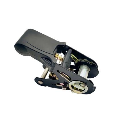 China Manual Packing 1 Inch 25mm Handle 800KG Black Rubber Ratchet Buckle For Whipping Strap for sale