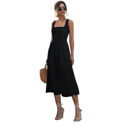 China 2021summer Hots Sexy Casual Breathable Spaghetti Strap Midi Backless Sleeveless Dress For Women for sale