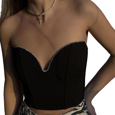 China Women Bodycon V Neck Club Party Tube Top Solid Sleeveless Backless Casual Slim Breathable Fashionable Crop Top Sexy Women for sale