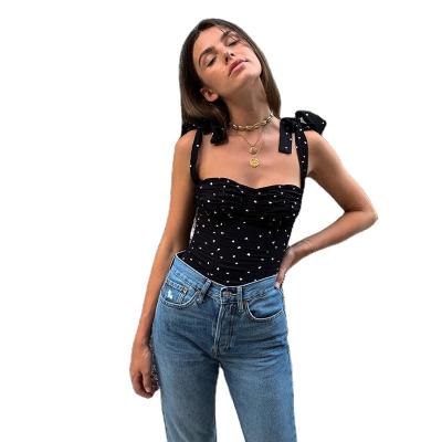 China 2022 Summer Breathable Fashion Springs Lace Up Crop Tops Women Strapless Backless Sleeveless Black Printed Streetwear Casual Sexy Tops for sale