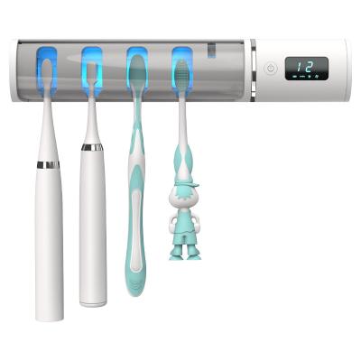 China UV Disinfection + Dryer JIYAN Tending 2 in 1 Solar Toothbrush Storage and Sterilizer Box Rechargeable UV-C Toothbrush Sanitizer Light Holder for sale