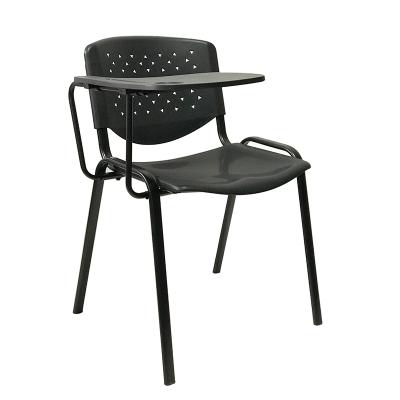 China Modern Cheap Stable Plastic Metal Frame Office Training Stackable Chair With Notepad for sale