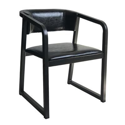 China Modern Design Cafe Restaurant Detachable Metal Black Leather Dining Chair for sale