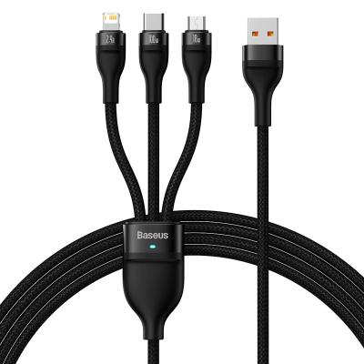 China Baseus Flash Player MP3/MP4 Series One-for-Three Fast Charging Data Cable USB To M+L+C 66W 3-in-1 Charging Cable for sale