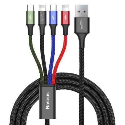 China 4-in-1 Baseus Quickly 4-in-1 Cable for IP (2)+Type-C+Micro 3.5A 1.2m Suitable for Apple Android Mobile Phone Fast Charging Cable for sale