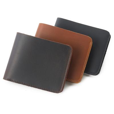 China Crazy Horse Waterproof Real Men's Short Wallet Genuine Leather for sale