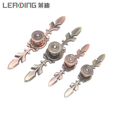 China Mid Century Zinc Alloy Cabinet Knobs And Pulls Flower Design Antique Copper And Bronze Single Furniture Handle for sale