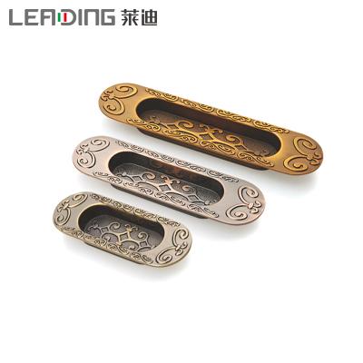 China Classic Vintage R774 Antique Recessed Concealed Concealed Furniture Zinc Alloy Cabinet Drawer Handles Pulls for sale