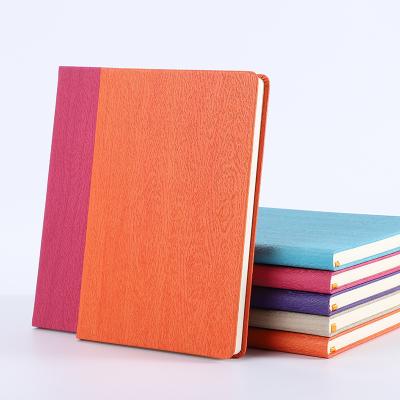 China LISEN Classic Leather Orange Black Cover Notebook A5 Custom Print Diary 2023 Hardcover PU Hardcover Book for sale