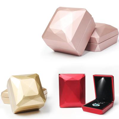 China Fashionable Best Price Popular Red Logo LED Ring Gift Jewelry Box With for sale