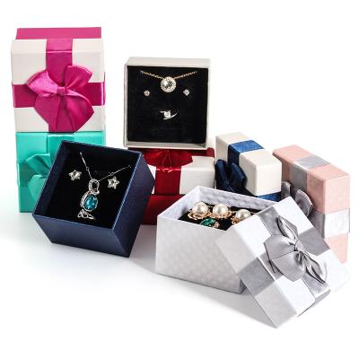 China Fashionable Custom Paper Party Jewelry Gift Bow Ribbon Small Bracelet Bangle Necklace Box for sale