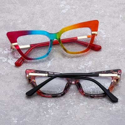 China Butterfly Frame Hot Sale Fashion Metal Moisture Glasses Frame Colorful Metal Women Optical Frame Anti Blue Light Eye Flat Lens for sale