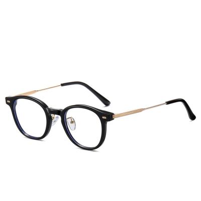 China Fashionable New Retro Round Flat Lens Tr Small Frame Glasses Anti Blue Frame Glasses Unisex New Design Flat Lens Glasses for sale