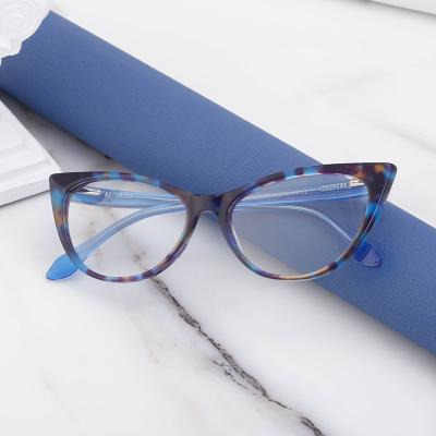 China Fashionable 2023 Latest Fashion Luxury Anti Blue Light Large Frame Optical Glasses Retro Colorful Women Eye Glasses for sale