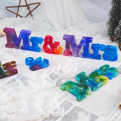 China Europe Handmade Resin Crystal LOVE Letters Mr&Mrs Set Combination for Home Decor Valentine's Day Silicone Mold Eco Material for sale