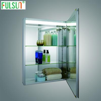 China Latest Design Modern Bathroom Mirrored Cabinet Aluminum Medicine Cabinet With LED Light Bar Inside for sale