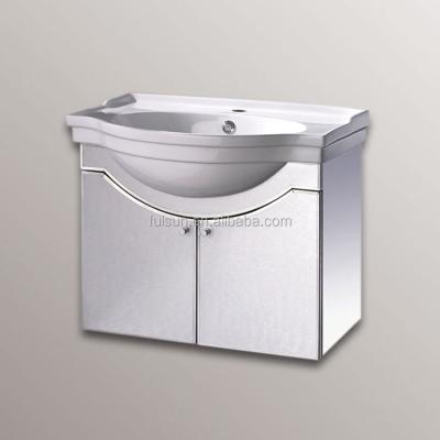 China China Stainless Steel Factory UL/CE Certificated Vanity Cabinet With Ceramic Basin With Curved Chin For Bathroom Cabinet for sale