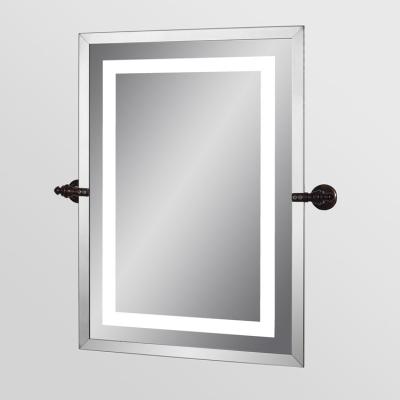 China Zhongshan Factory Modern Adjustable Wall Mounted Stainless Steel Framed Bathroom Decorative Mirror With Light for sale