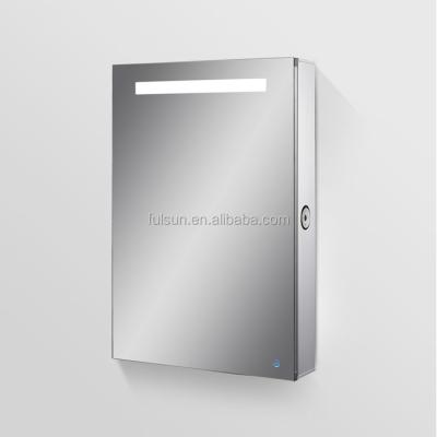 China 2019 new arrival traditional illuminated single door aluminum mirror cabinet with bluetooth speaker for sale