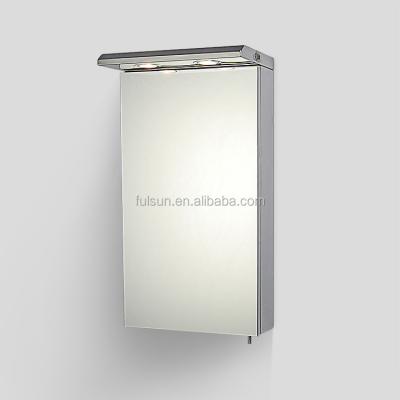 China Traditional Single Door Aluminum Bathroom Mirror Cabinet With Light for sale