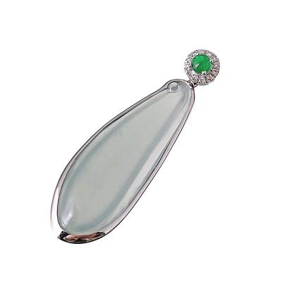 China Other Ice Jade Lucky Melon Aqueous 18K Gold Pendant Emerald Inlaid Full High Diamond Style for sale