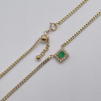 China Other Natural Colombian Emerald Necklace 18K Gold Inlaid Diamond CUBAN CHAIN ​​Tail Can Be Adjusted Freely for sale