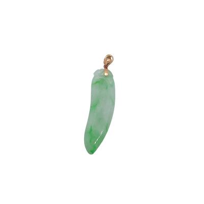 China Other A-Goods Natural Green Jadeite Fugua Pendant 18K Gold Inlaid With Simple Design for sale