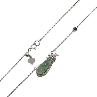 China Cute high quality natural jade 18K chian necklace gold best selling necklace for sale