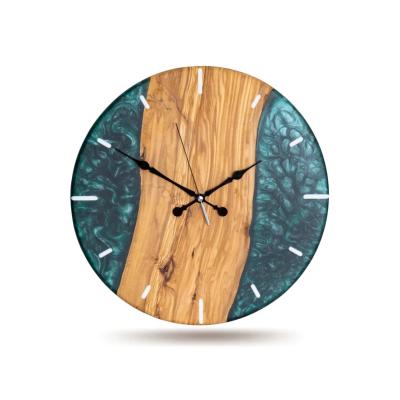 China Artificial Olive Wood Wall Clock, Large Handmade Unique Epoxy Resin Wall Art Decor Gift for Him/Her for sale