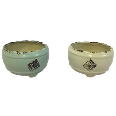 China Modern custom decorative antique style indoor ceramic glazed flower pot mini for sale