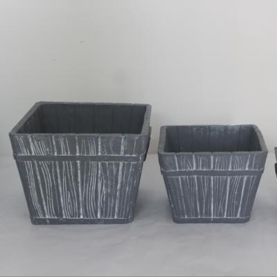 China Hot Selling Europe Outdoor Garden Decor Square Box Shape Cement Wooden Flower Pot for sale