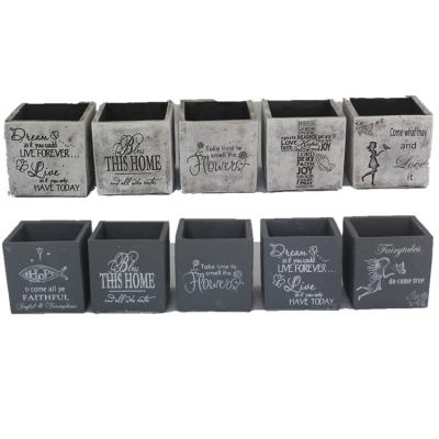 China Hot Selling Europe Mini Pot Outdoor Garden Decor Square Cement Flower Pot for sale