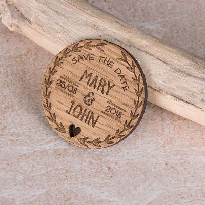 China Personalized Animal Engraved Rustic Wooden Round Save The Date Fridge Magnets for sale