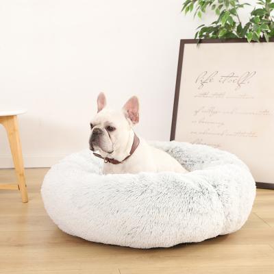 China Petstar Breathable Plush Round Donut Long Dog Soothing Anti-Skid Bed for sale