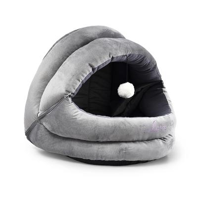 China Breathable 2 Ways Use Short Plush Anti-Slip Dog Cat Bed Calming Dog Bed With Zipper for sale