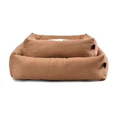 China Breathable Classic Line Rectangle Twill Pet Bed Large Dog Bed With Comfortable Dog Pillow for sale