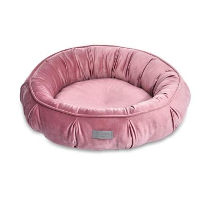 China Breathable Luxury Stylish Comfortable Round Cuddler Pampers Velvet Dog Bed Ultra Soft Cute Dog and Cat Cushion Bed for sale