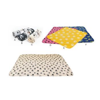 China Sustainable Customizable Dog Paw Printing Polyester Soft Dog Pet Mat for sale