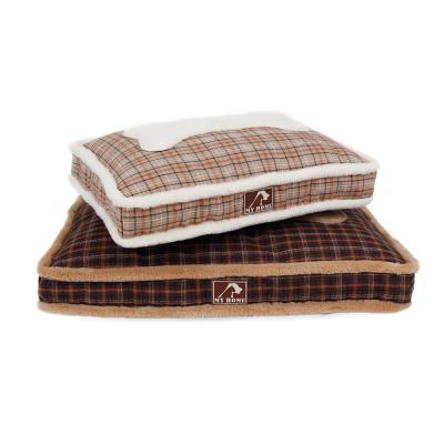 China Breathable Plaid Flannel Pillow Cushion With Removable Cover Mattress Traditional Pet Bed For Dogs And Cats for sale