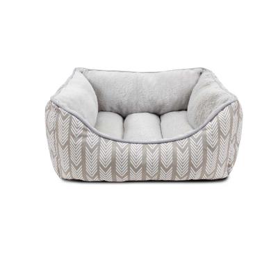 China Hot Sale Oxford Comfortable Durable Fabric And Plush Gray Round Pet Dog Bed Waterproof for sale