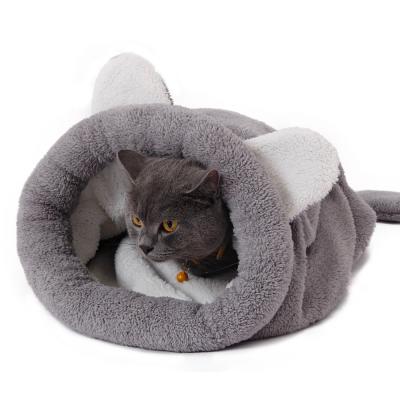 China Washable Cat Bed Breathable Plush Cave Bag Sleeping Cat Beds Snuggle Kitty Nest Suitable for Cat and Puppy for sale