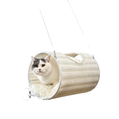 China Eco-Friendly Waterproof Rattan Material Cat Hammock Furniture Luxury Comfort Cat Window Beds Cave with Strong Suction Cup for sale