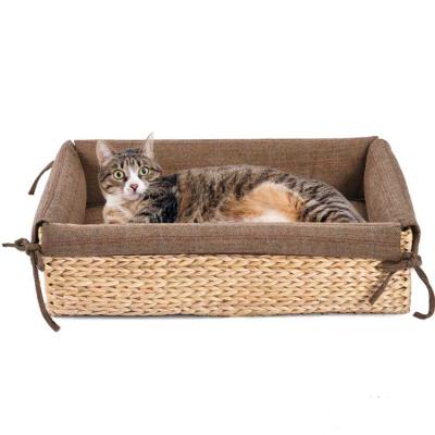 China High Quality Sustainable Cozy Comfortable And Warm Luxurious Pet Cat Dog Bed Mat Life 3 Way Use Rattan for sale