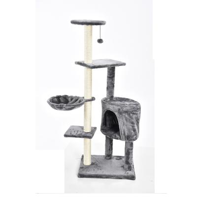 China Sustainable Luxury Multilevel Cat Scratching Condo Tree Cat Tree with Interactive Bed and House Lighter Toy for sale