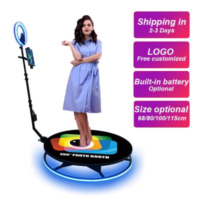 China Boarding Auto 360 Photo Booth 48Hs 360 Degree Video Photobooth With Ring Lights 80cm for sale