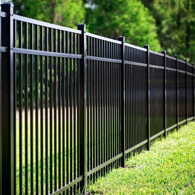 China Easily Assembled Hot-selling Design Galvanized Steel Metal Spear Metal Fence Wrought Iron Gate Fence and Top Metal Iron Fence Panel Zinc Steel Fence for sale