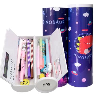 China Newmebox Pink Multi Function Kawaii Large Capacity Animal Pencil Case With Calculator For Kids Plastic Pen Box School for sale