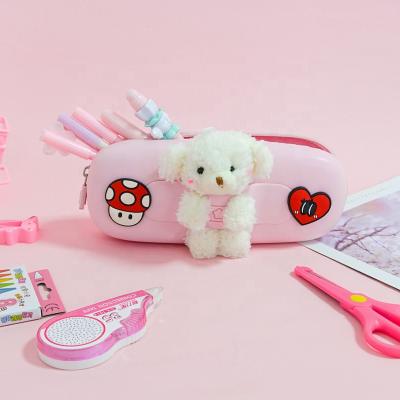 China Wholesale NEWMEBOX comfortable/durable/safe silicone pencil bag for girl kawaii teddy bear silicone pencil case for school for sale